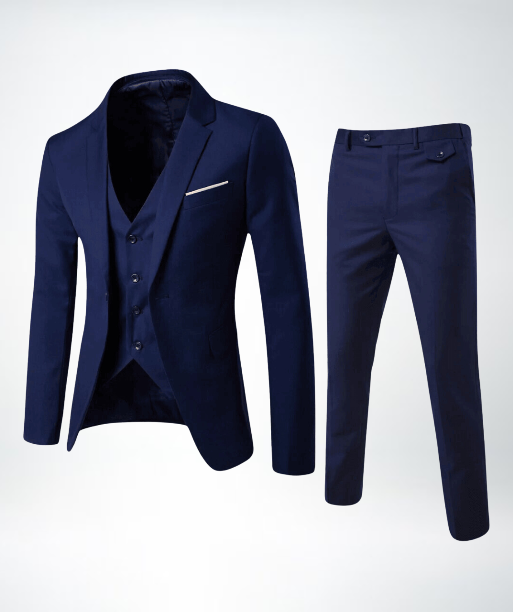 Completo Slim Fit Tre Pezzi Rever Blu Navy Uomo | Elegante