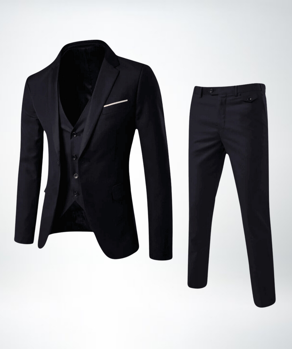 Completo Slim Fit Tre Pezzi Rever Blu Navy Uomo | Elegante