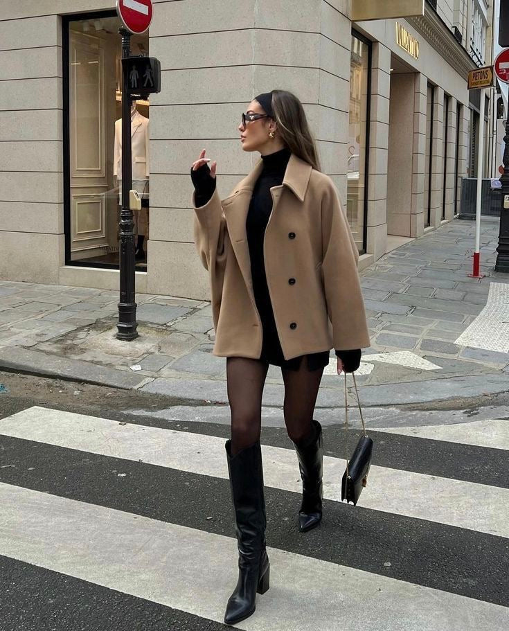 Cappotto Oversize Donna Elegante in Misto Lana Morbido per l'Inverno