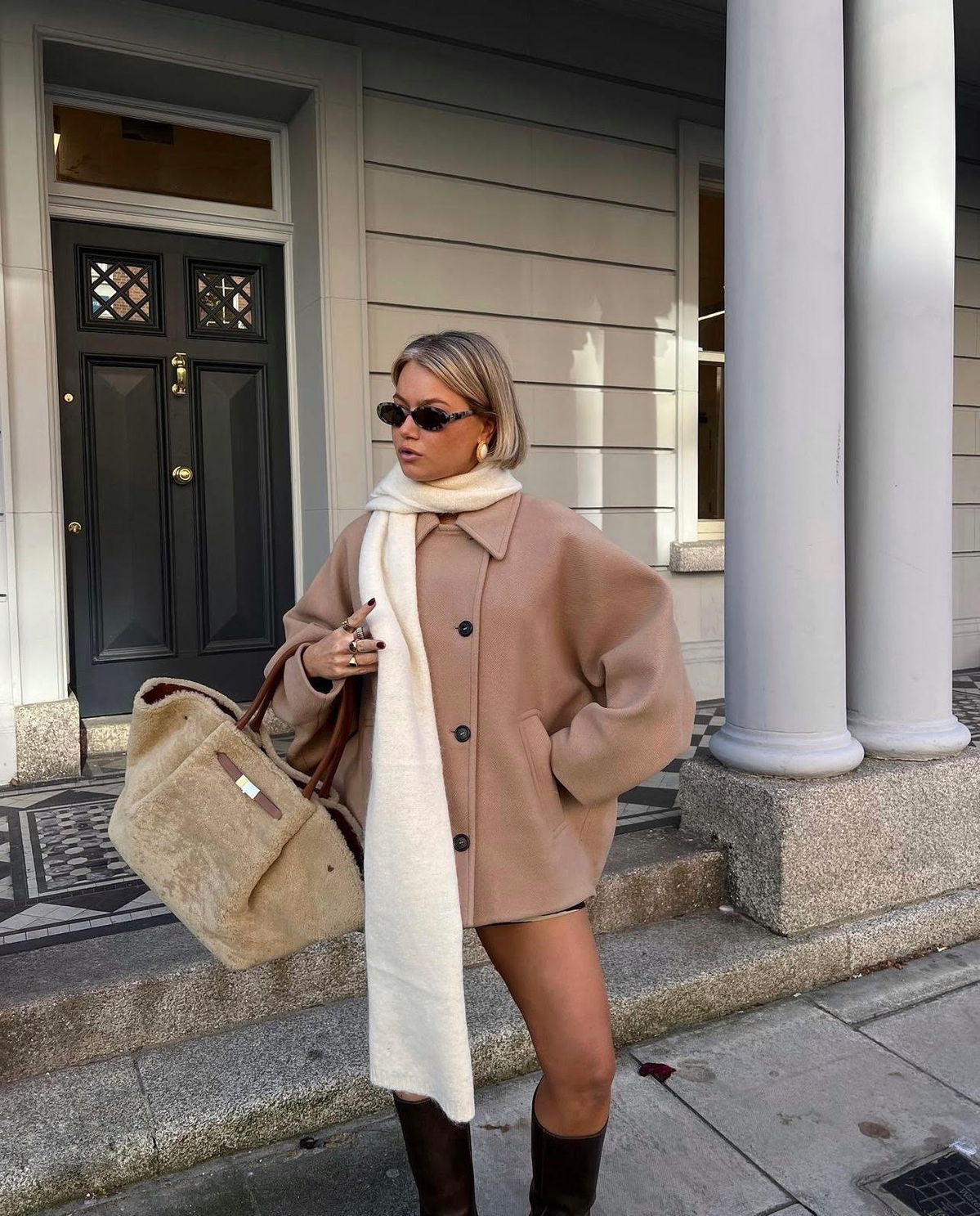 Cappotto Oversize Donna Elegante in Misto Lana Morbido per l'Inverno