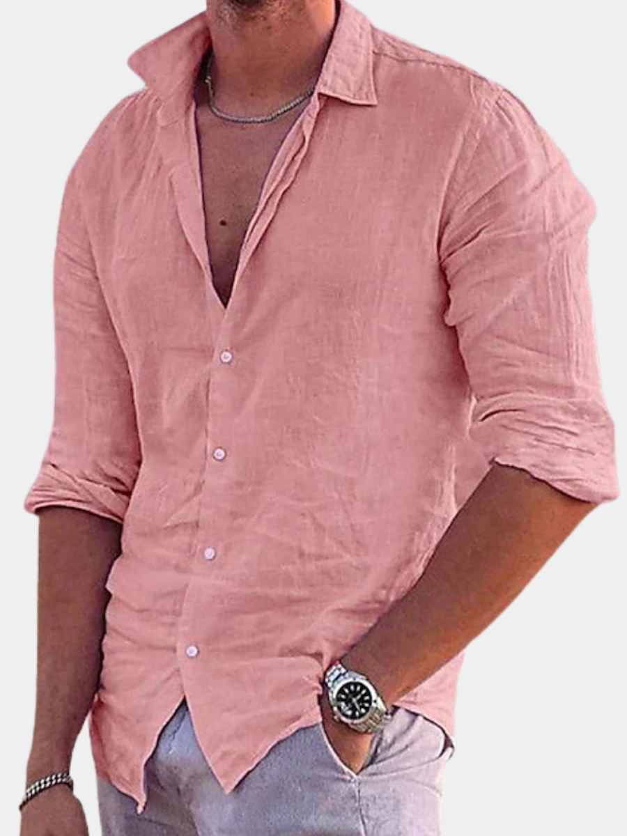 Camicia di Cotone e Lino Uomo