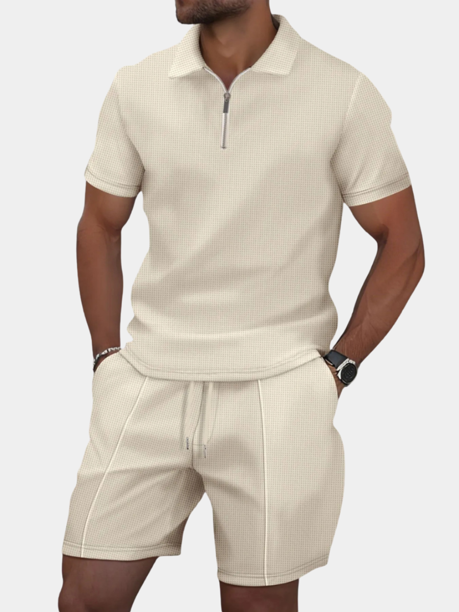 Completo Polo con Zip e Pantaloncini Uomo | Look Coordinato