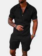 Set Polo con Zip e Pantaloncini Uomo | Coordinato Estivo