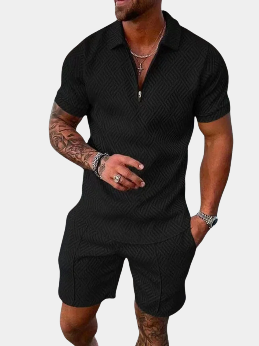 Set Polo con Zip e Pantaloncini Uomo | Coordinato Estivo