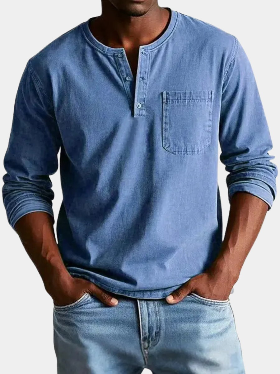 Camicia Henley Vintage Uomo