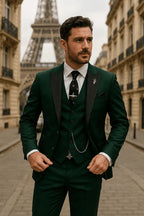 Completo Slim Fit Tre Pezzi Uomo Verde | Abito Formale Moderno