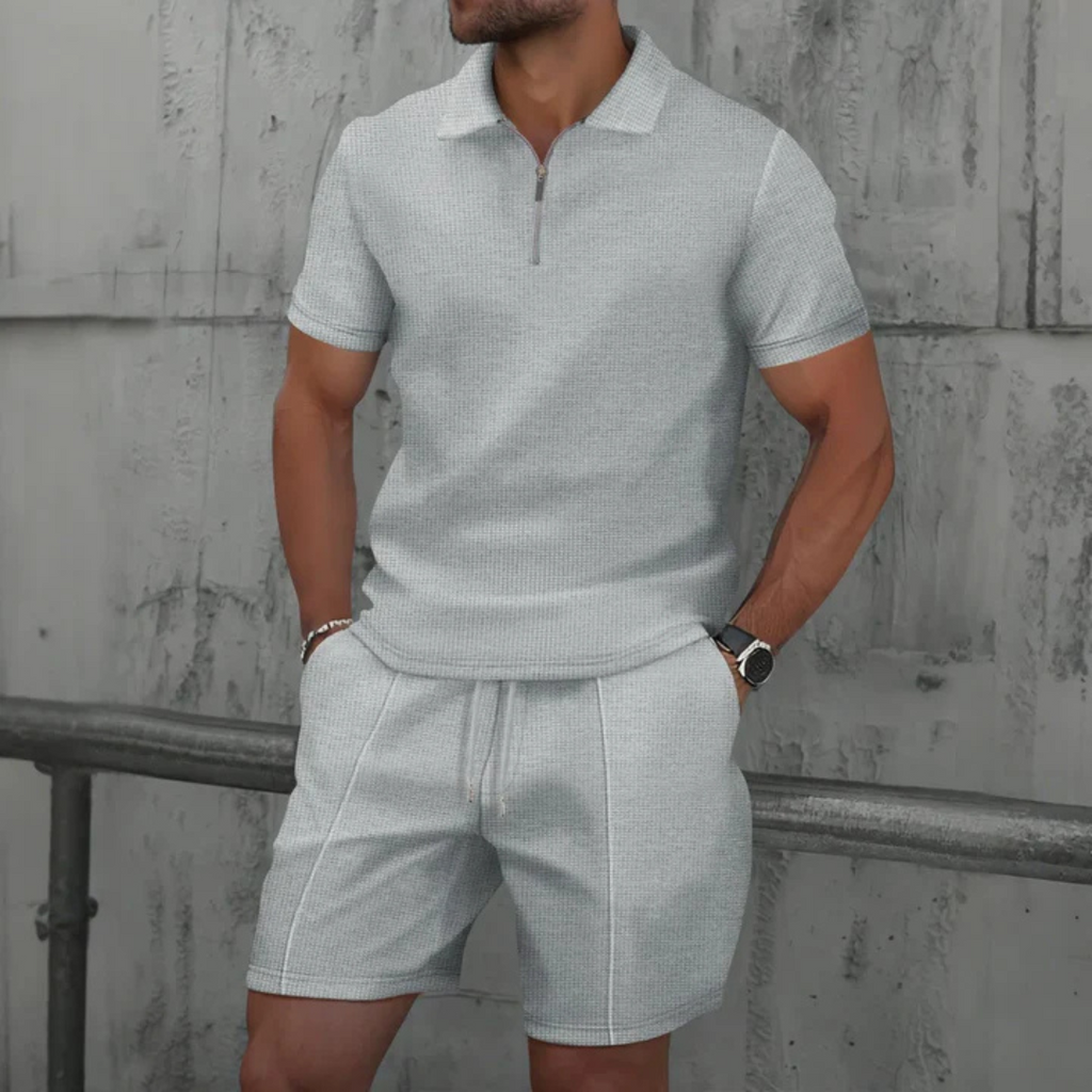Completo Polo con Zip e Pantaloncini Uomo | Look Coordinato