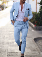 Abito in Lino Slim Fit Uomo | Due Pezzi Elegante Estivo
