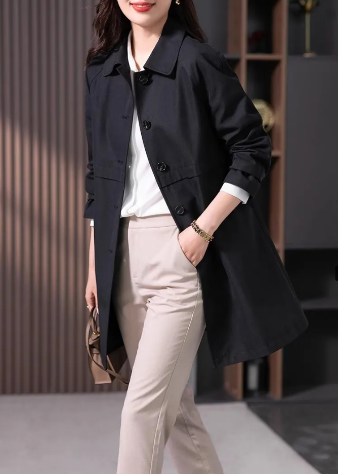 Trench Coat Donna Corto Monopetto – Eleganza Minimalista Moderna