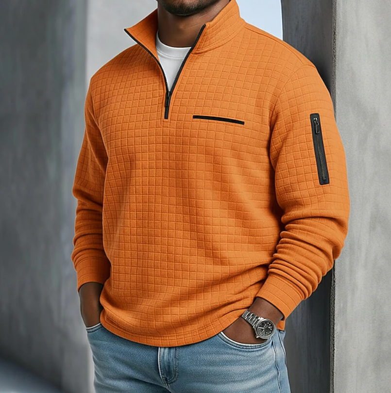Maglione Uomo a Maglia Waffle Maniche Lunghe – Stile Rilassato