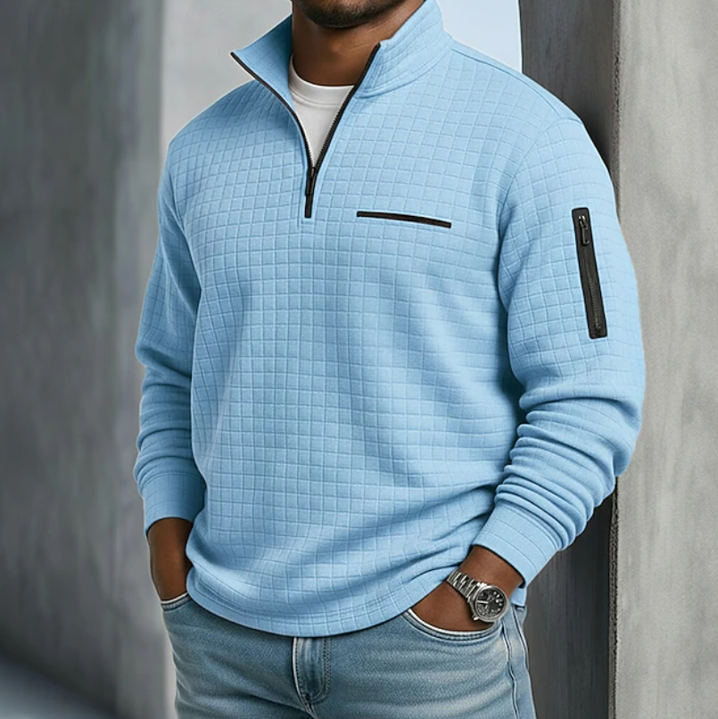 Maglione Uomo a Maglia Waffle Maniche Lunghe – Stile Rilassato