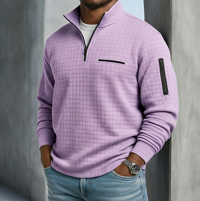 Maglione Uomo a Maglia Waffle Maniche Lunghe – Stile Rilassato