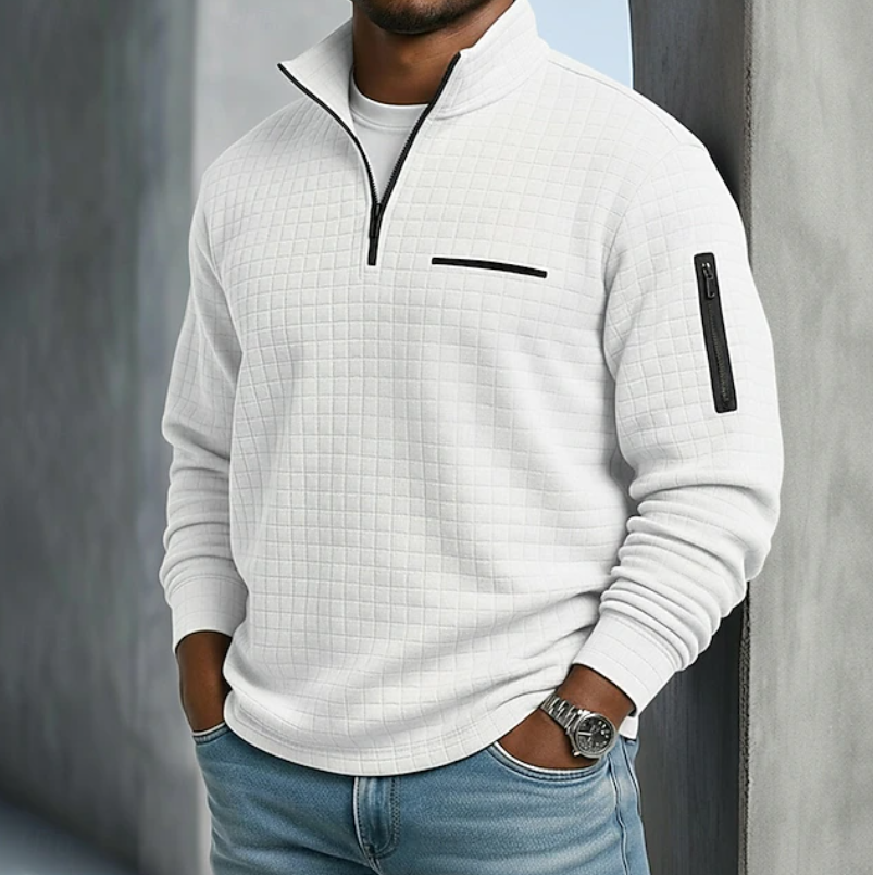 Maglione Uomo a Maglia Waffle Maniche Lunghe – Stile Rilassato