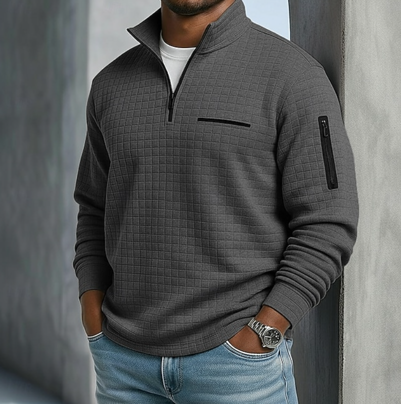 Maglione Uomo a Maglia Waffle Maniche Lunghe – Stile Rilassato
