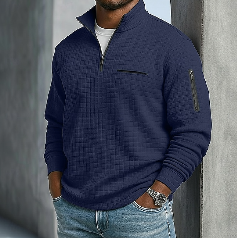 Maglione Uomo a Maglia Waffle Maniche Lunghe – Stile Rilassato