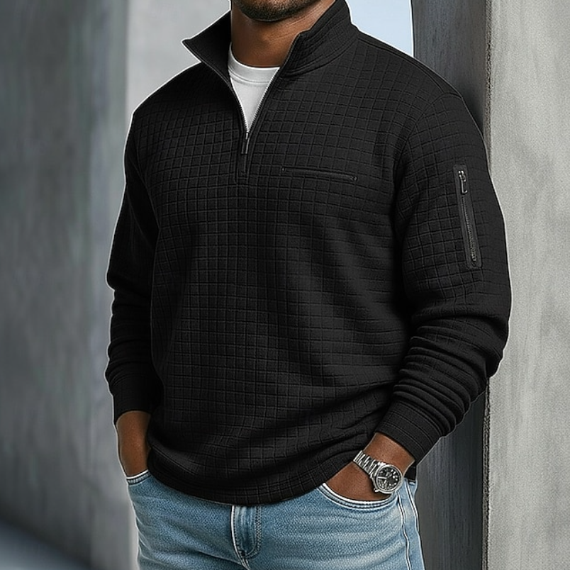 Maglione Uomo a Maglia Waffle Maniche Lunghe – Stile Rilassato