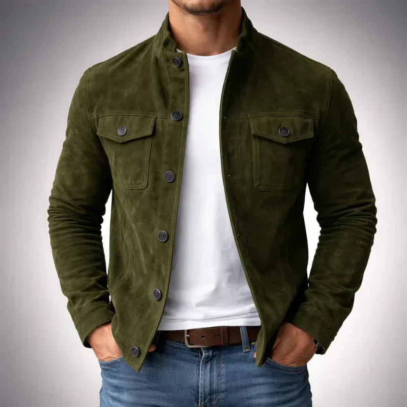 Giacca Uomo in Camoscio con Tasche – Lusso Casual