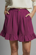 Jacklyn | Pantaloncini Vita Alta Orlo Ruche Donna Estivi