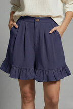 Jacklyn | Pantaloncini Vita Alta Orlo Ruche Donna Estivi