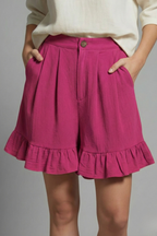 Jacklyn | Pantaloncini Vita Alta Orlo Ruche Donna Estivi