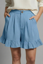 Jacklyn | Pantaloncini Vita Alta Orlo Ruche Donna Estivi