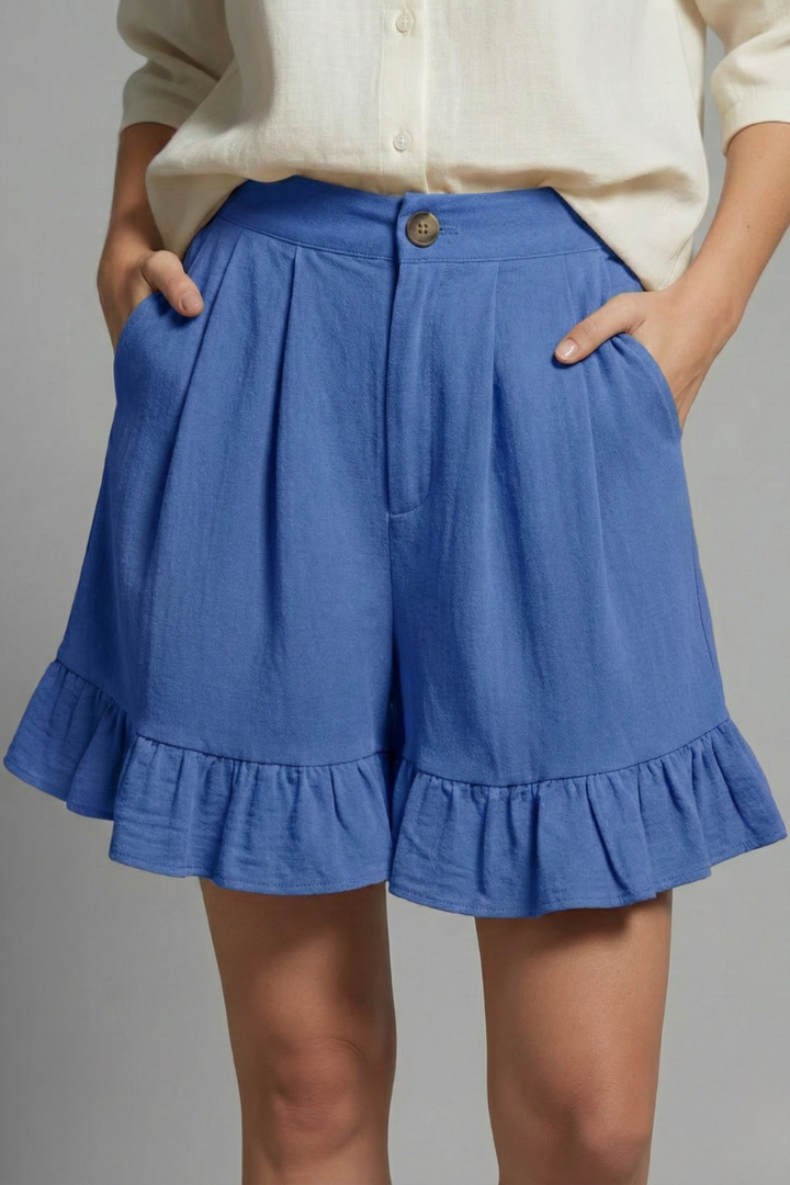 Jacklyn™ | Pantaloncini Vita Alta Orlo Ruche Donna Estivi