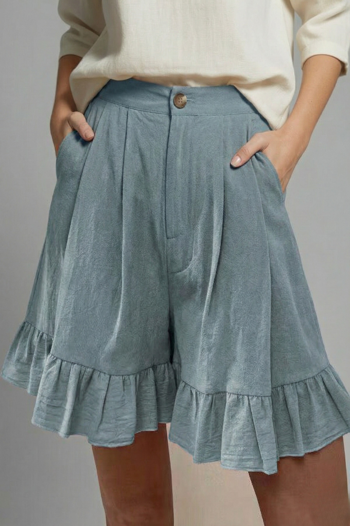 Jacklyn™ | Pantaloncini Vita Alta Orlo Ruche Donna Estivi