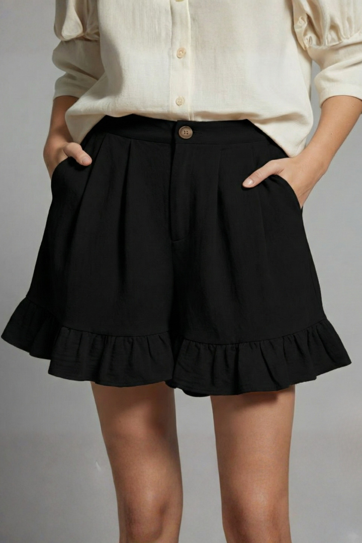 Jacklyn™ | Pantaloncini Vita Alta Orlo Ruche Donna Estivi