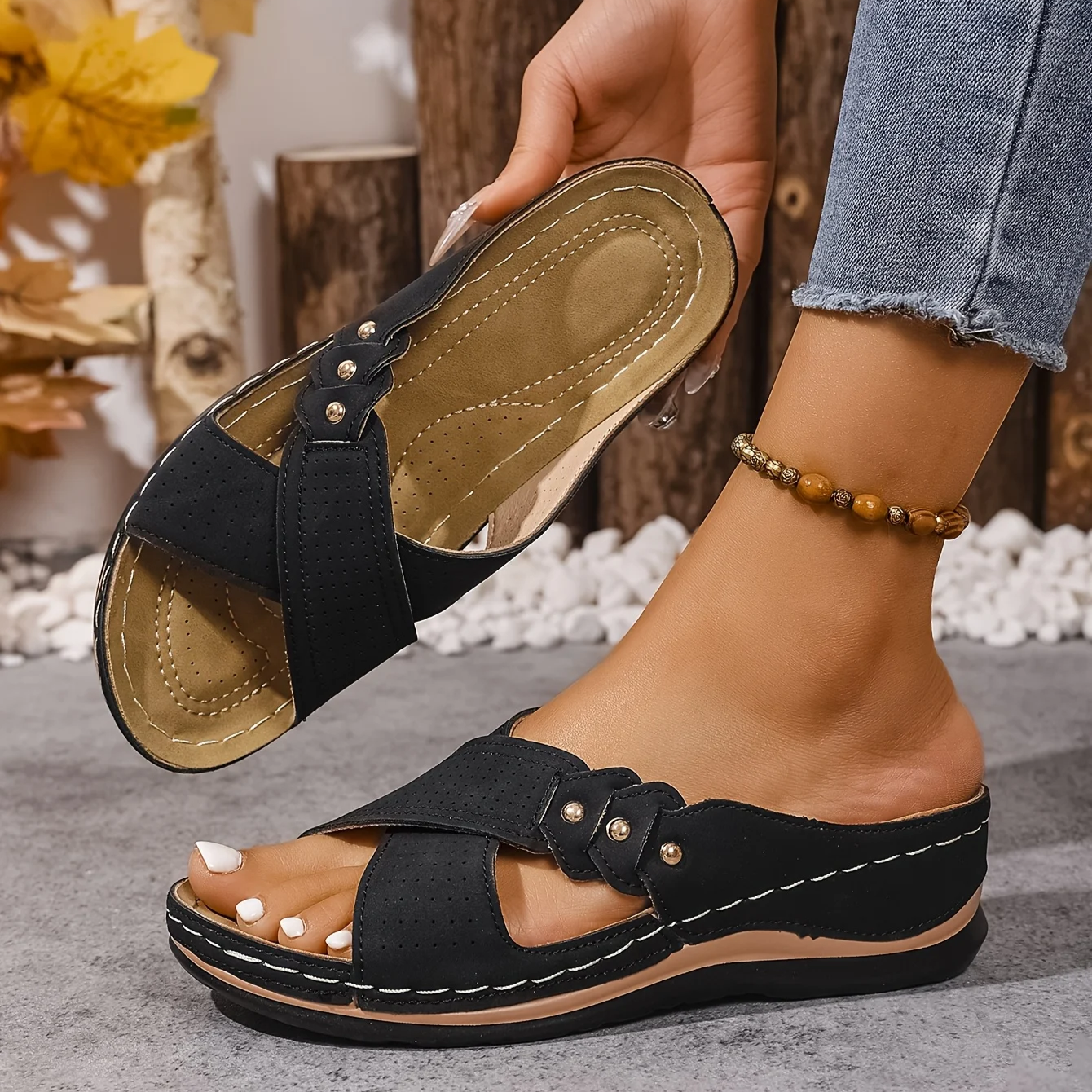 Ezera | Sandali con Zeppa Ortopedici Eleganti