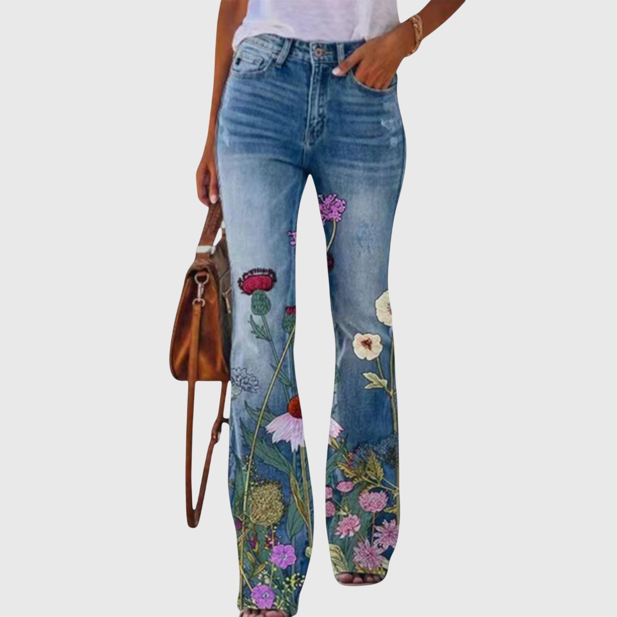 Pantaloni con Fiori Donna | Stampa Floreale Romantica