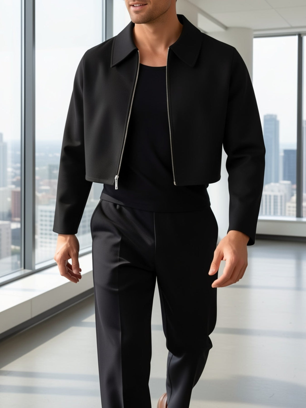 Giacca Uomo Corta con Zip – Look Strutturato e Moderno