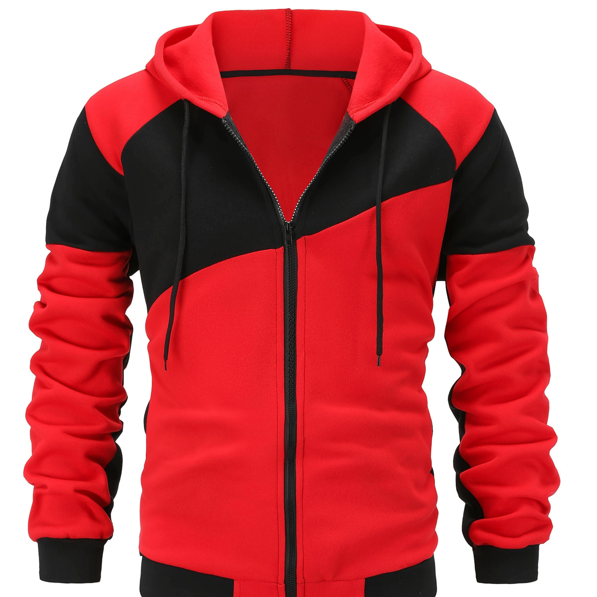 Giacca Uomo con Cappuccio a Blocchi di Colore e Zip – Look Sportivo