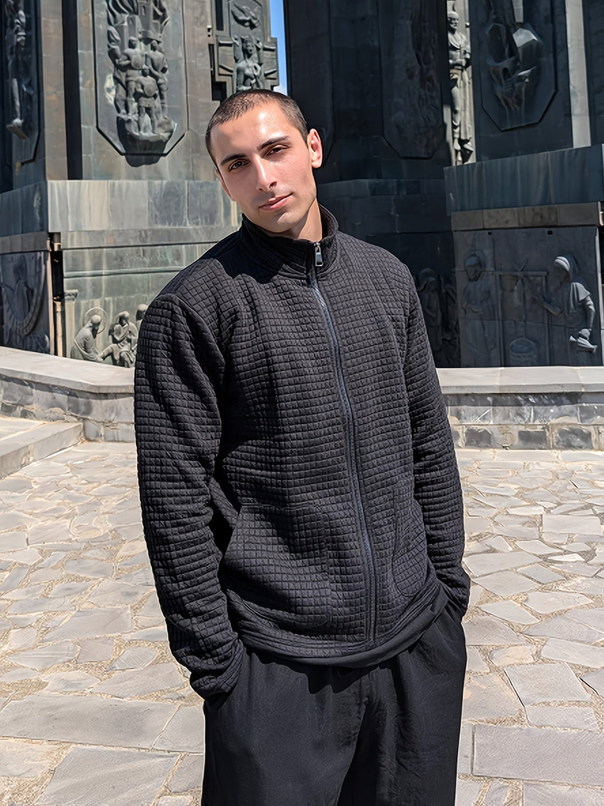 Giacca Uomo Texturizzata con Zip – Stile Raffinato Quotidiano