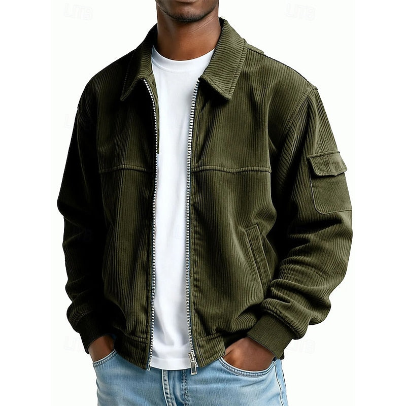 Giacca Uomo a Costine con Zip – Stile Comodo e Moderno