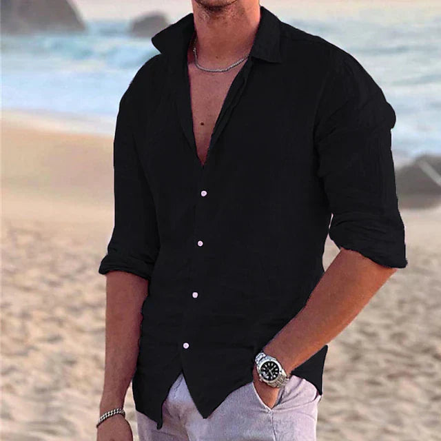 Camicia di Cotone e Lino Uomo