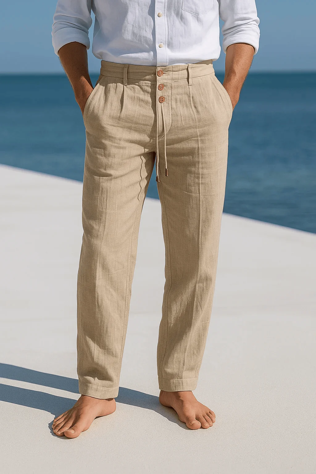 Pantaloni Uomo in Lino Traspiranti Fit Ampio