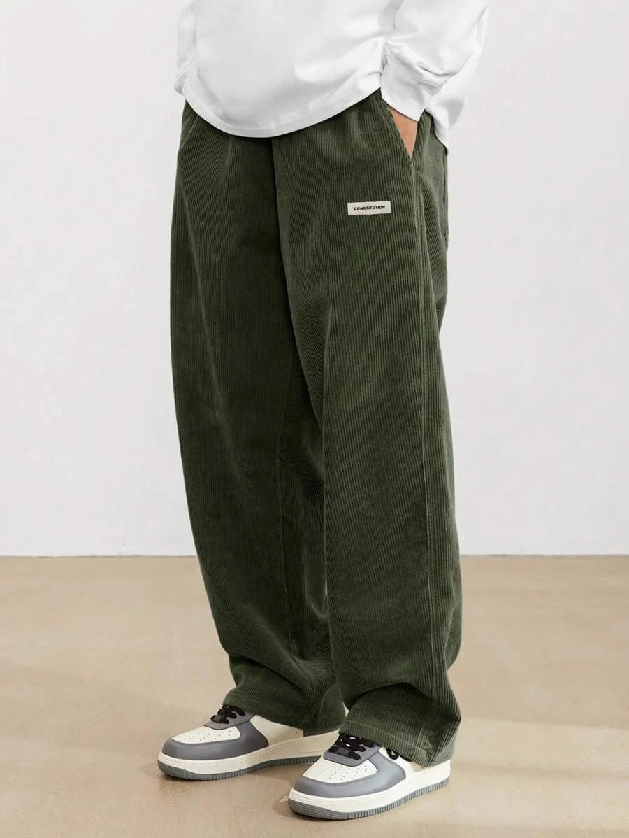 Pantaloni Uomo Gamba Larga Baggy con Vita Regolabile