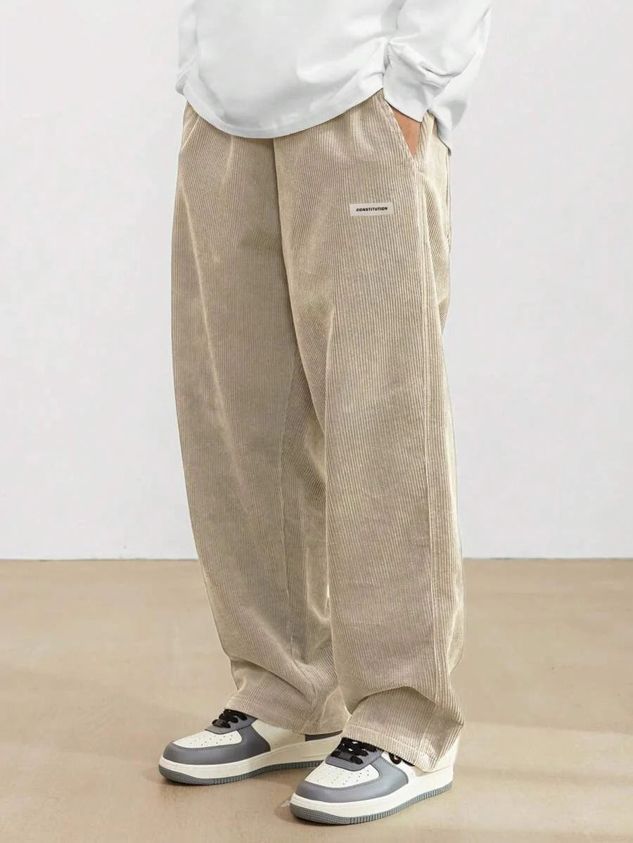 Pantaloni Uomo Gamba Larga Baggy con Vita Regolabile