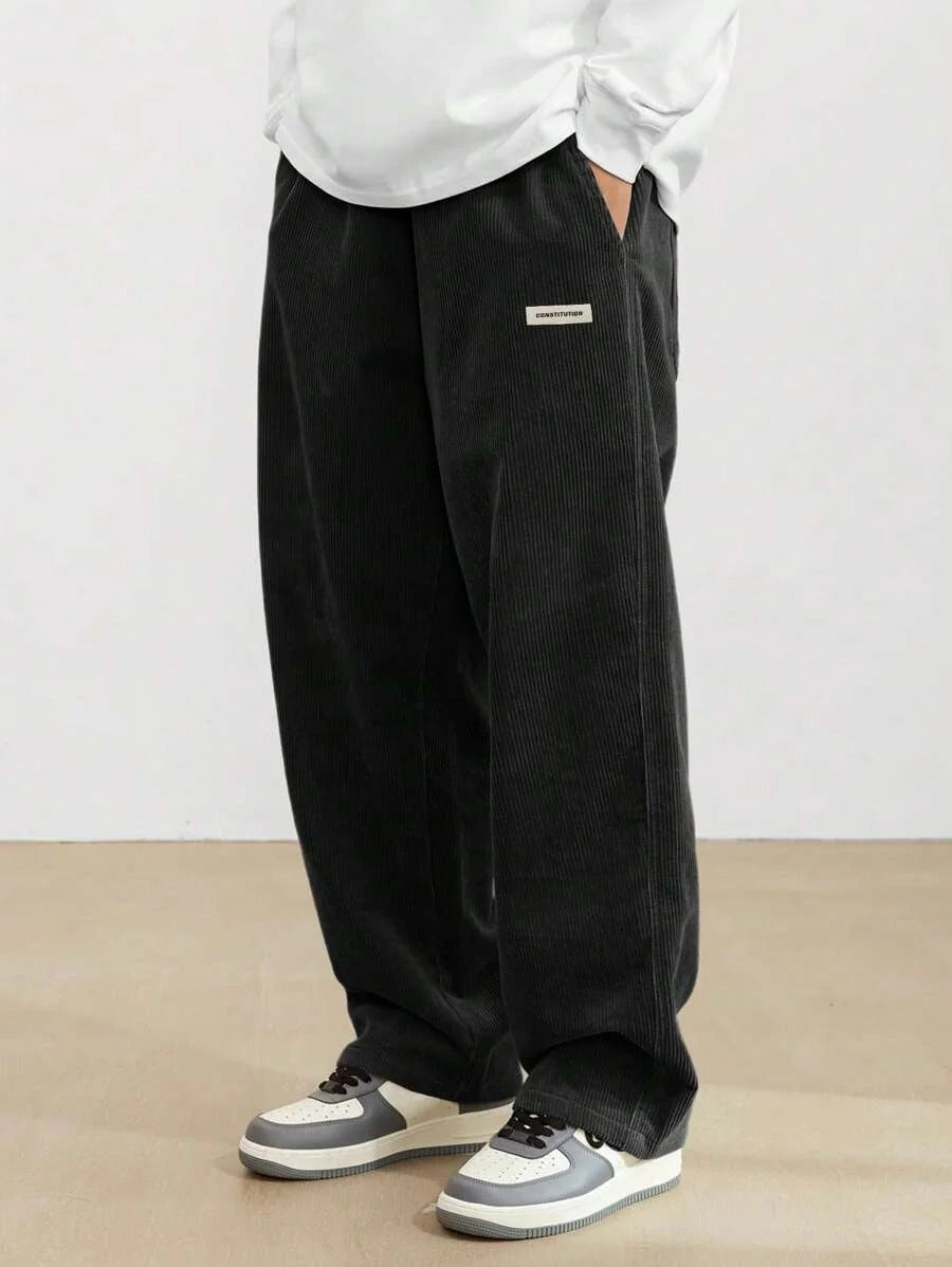 Pantaloni Uomo Gamba Larga Baggy con Vita Regolabile