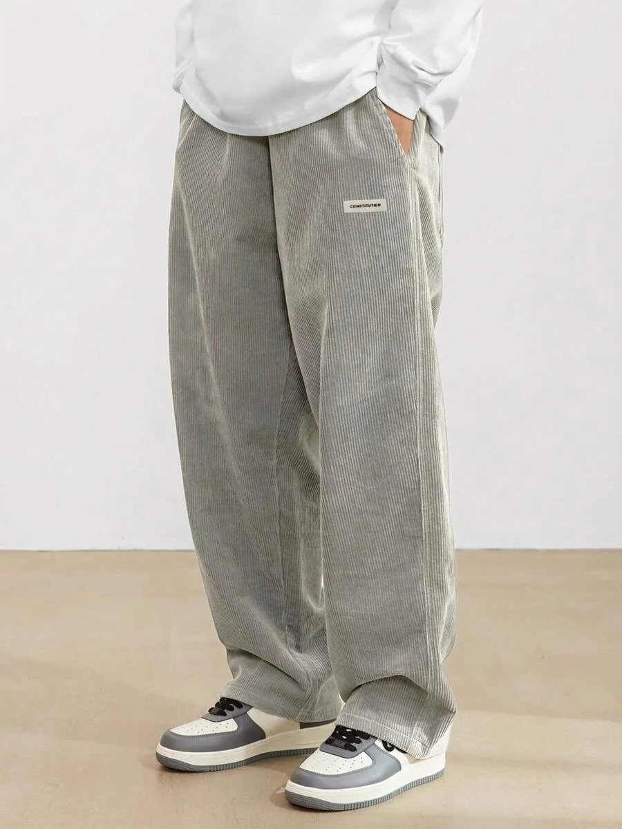 Pantaloni Uomo Gamba Larga Baggy con Vita Regolabile