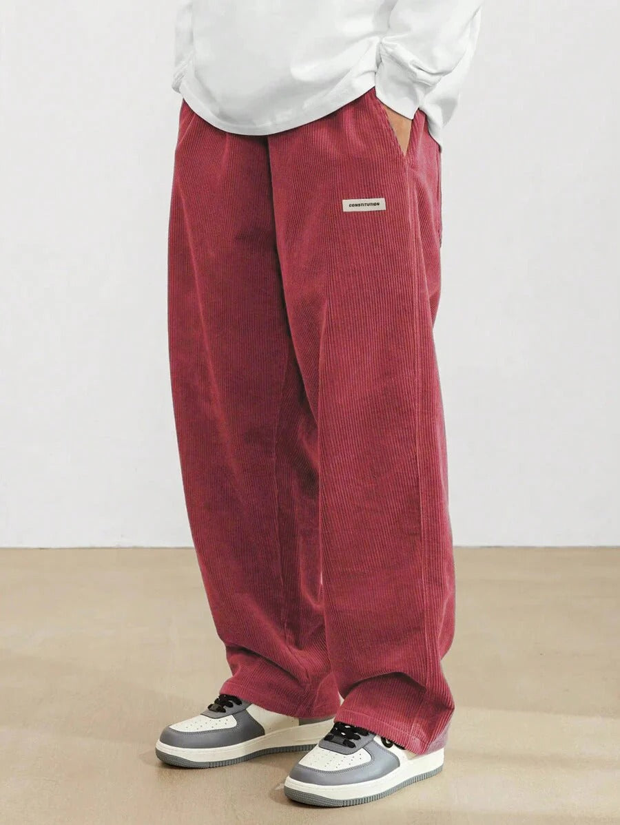 Pantaloni Uomo Gamba Larga Baggy con Vita Regolabile