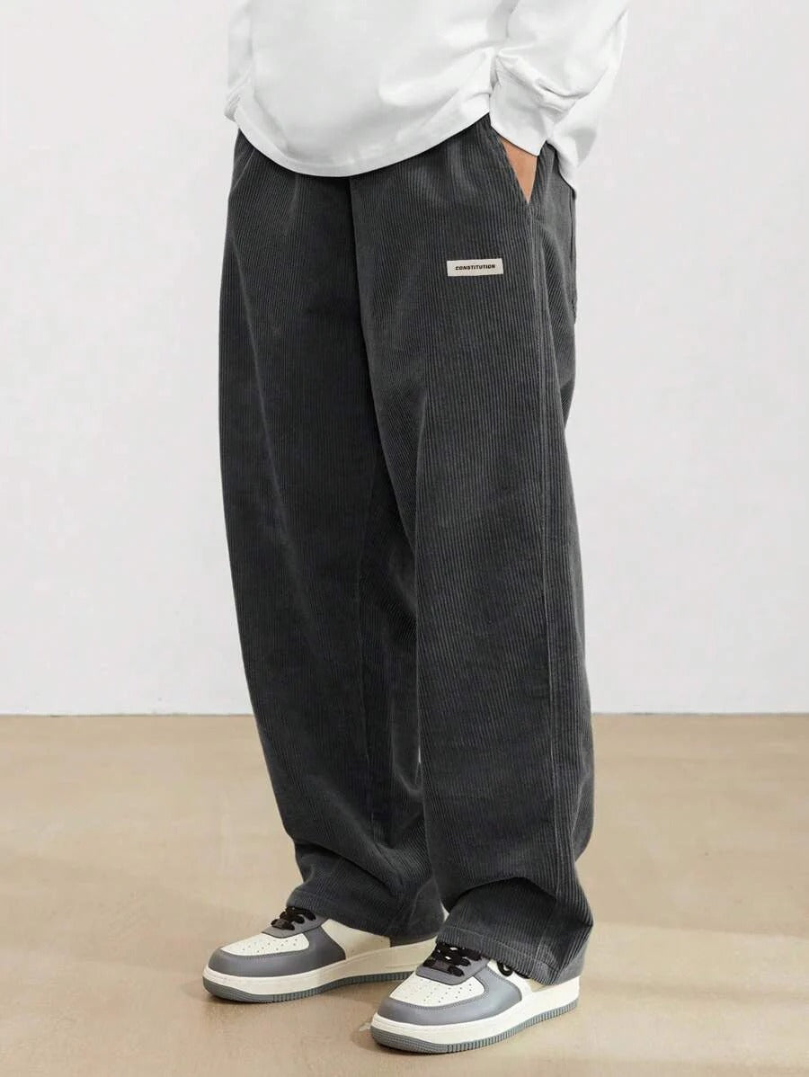 Pantaloni Uomo Gamba Larga Baggy con Vita Regolabile