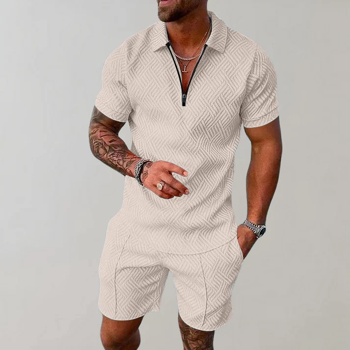 Set Polo con Zip e Pantaloncini Uomo | Coordinato Estivo