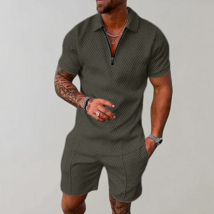 Set Polo con Zip e Pantaloncini Uomo | Coordinato Estivo