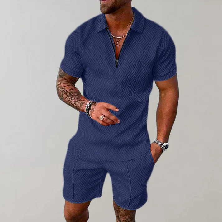 Set Polo con Zip e Pantaloncini Uomo | Coordinato Estivo