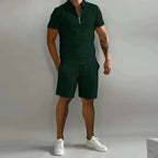 Completo Polo con Zip e Pantaloncini Uomo | Look Coordinato