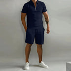 Completo Polo con Zip e Pantaloncini Uomo | Look Coordinato