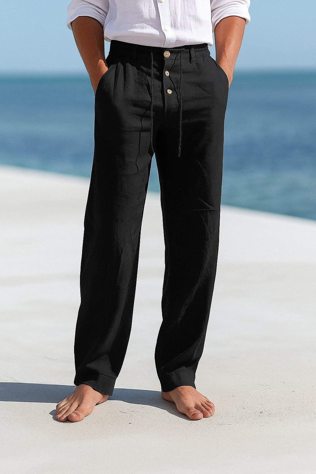 Pantaloni Uomo in Lino Traspiranti Fit Ampio