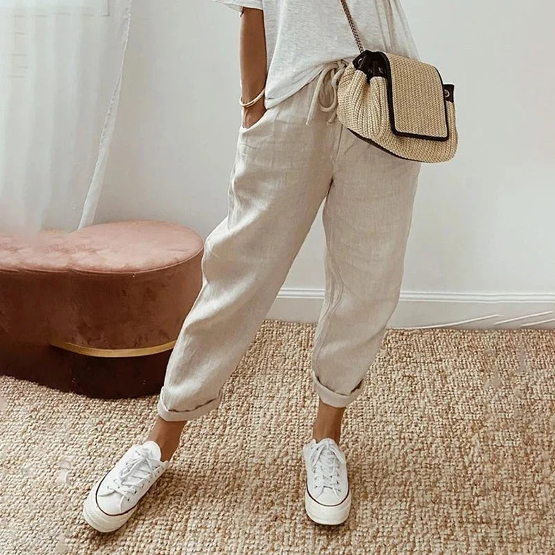 Pantaloni Donna Estivi in Cotone e Lino