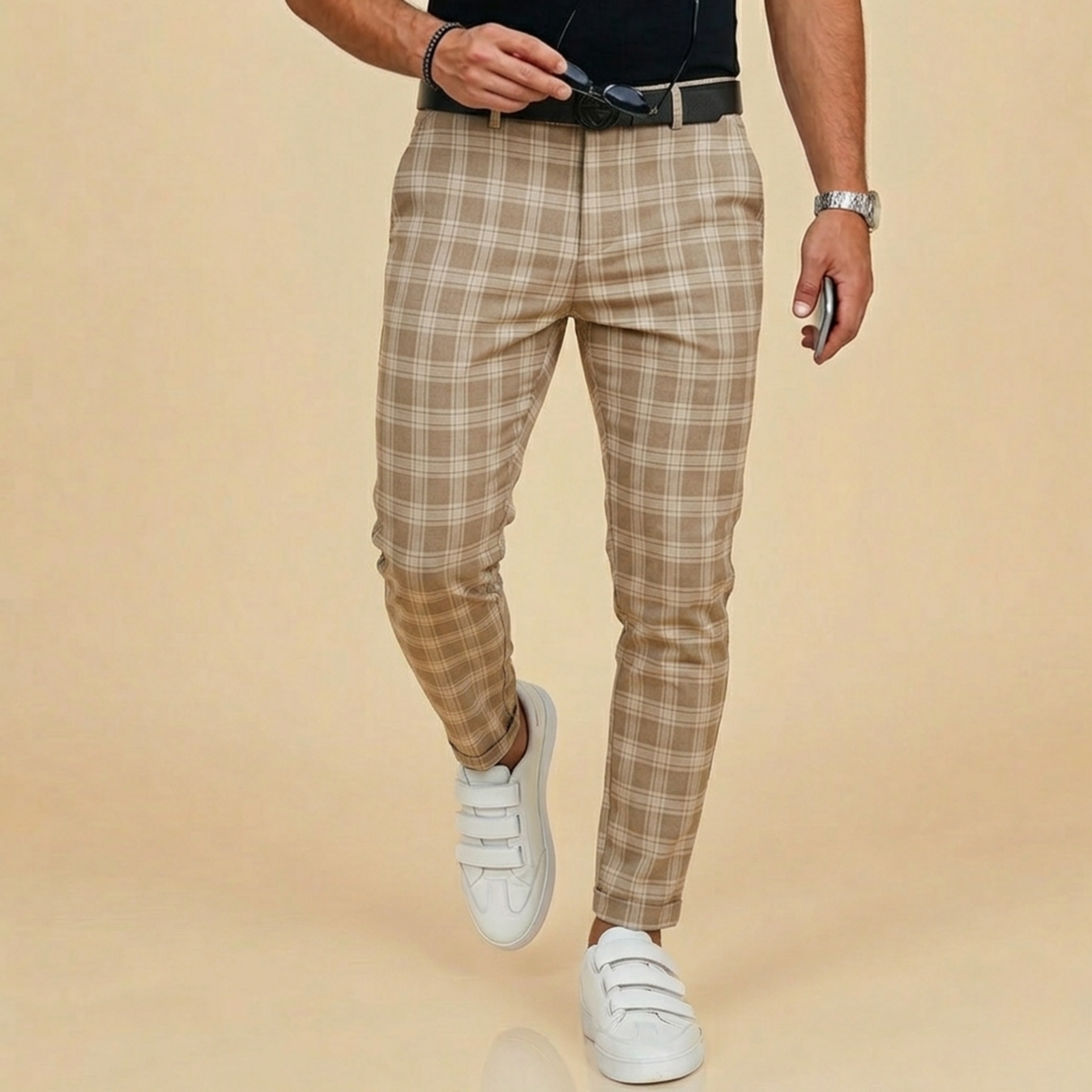 Pantaloni Uomo a Quadri Slim Fit